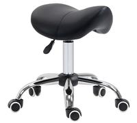 PU Leather Saddle Stool Adjustable Height Swivel Chair 5 Wheels Salon Stool