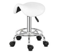 Pu Leather Saddle Stool Adjustable Rolling Salon Swivel Chair