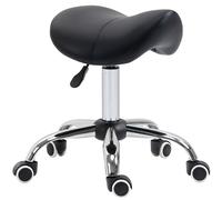 HOMCOM PU Leather Height Adjustable Swivel Salon Stool Black | TJ Hughes
