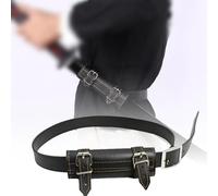 PU Leather Scabbard Black with Sword Holder Belt, Knight Belt with Sheath, 110 cm, Adjustable, Men's Renaissance Costume Accessory, for Wearing During Filming, Simple Yet Elegant