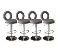 PU Leather Set of 4 Swivel Counter Height Barstools with Back Adjustable Chairs Kitchen Island Stools for Home Bar Dining Room-Gold Blue interesting (Dark Gray Silver Base)