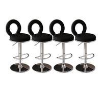 PU Leather Set of 4 Swivel Counter Height Barstools with Back Adjustable Chairs Kitchen Island Stools for Home Bar Dining Room-Gold Blue Interesting (Black Silver Base)