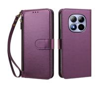 PU Leather Shockproof Phone Case Compatible with Redmi Note 14 Pro 5G/Redmi Note 14 Pro Plus/Xiaomi POCO X7 5G/Redmi Note 14 Pro 5G (India) Wrist Strap Folio Flip Case-Violet