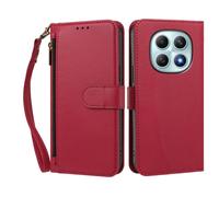 PU Leather Shockproof Phone Case Compatible with Redmi Note 14 Pro 5G/Redmi Note 14 Pro Plus/Xiaomi POCO X7 5G/Redmi Note 14 Pro 5G (India) Wrist Strap Folio Flip Case-Red