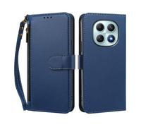 PU Leather Shockproof Phone Case Compatible with Redmi Note 14 Pro 5G/Redmi Note 14 Pro Plus/Xiaomi POCO X7 5G/Redmi Note 14 Pro 5G (India) Wrist Strap Folio Flip Case-Blue