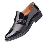 PU Leather Shoes Men Formal, Brown Oxfords formal Dress Shoes Soft-Surface Leather Pointed Toe Shoes Classic Business Pleated Shoes for Men Low Top Shallow Mouth Footwear