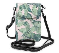 Pu Leather Shoulder Bag, Planet Universe Space Star Fashion Lady Cell Phone Purse Crossbody with Adjustable Strap Palm Tree Leaves