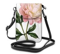 Pu Leather Shoulder Bag, Ying Yang Diagram Fashion Lady Cell Phone Purse Crossbody with Adjustable Strap Peony
