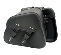 PU Leather Side Saddle Bags Featuring Time-Honored Design Language and Suitability for Standard Motorcycle and E-Bike Frame Integration (Black)