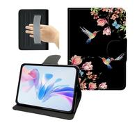 PU Leather Slim Case for Galaxy Tab S11 5G 11 inch 2025 (SM-X730/X736B), 360 Rotating Stand Cover with Hand Strap Auto Sleep/Wake/Pencil Holder, Hummingbird Floral Sakura