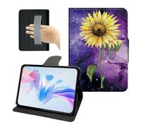 PU Leather Slim Case for Galaxy Tab S11 5G 11 inch 2025 (SM-X730/X736B), 360 Rotating Stand Cover with Hand Strap Auto Sleep/Wake/Pencil Holder, Sunflower Purple Galaxy