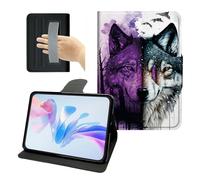PU Leather Slim Case for Galaxy Tab S11 Ultra 14.6" 2025 SM-X930 SM-X936B, 360 Rotating Stand Cover with Hand Strap Auto Sleep/Wake/Pencil Holder, Abstract Forest Wolf
