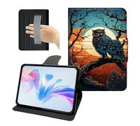 PU Leather Slim Case for Galaxy Tab S11 Ultra 14.6" 2025 SM-X930 SM-X936B, 360 Rotating Stand Cover with Hand Strap Auto Sleep/Wake/Pencil Holder, Blue Owl