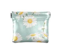 PU Leather Small Coin Daisy Chamomile Field Meadow Green Women Change Holder Card Organizer Fancy, Daisy Chamomile Field Meadow Green, One Size, Travel Accessory
