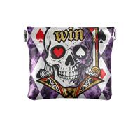 PU Leather Small Coin pouching Poker Skull King Winner Unique Card Key Organizer for Men Women Travel bolsas para monedas de mujer