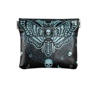 PU Leather Small Coin Purse Butterfly Skull Squeeze Coin Pouch with Snap Clip Design Happy Halloween Gothic Mini Wallet Change Bag for Coins, Cards and Essentials