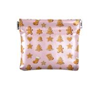 PU Leather Small Coin Purse Pink Christmas Gingerbread Cookies