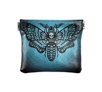 PU Leather Small Coin Purse Skull Sugar Skull Butterfly Squeeze Coin Pouch with Snap Clip Design Happy Halloween Gothic Mini Wallet Change Bag for Coins, Cards and Essentials