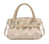 PU Leather Small Square Crossbody Bag Wrinkle Zip Closure(White)