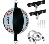 PU Leather Speed Bag with Floor to Ceiling Ball, Speed Ball, Speedball Double End Punch bag (Black/White)