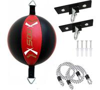 PU Leather Speed Bag with Floor to Ceiling Ball, Speed Ball, Speedball Double End Punch bag (Black/White)