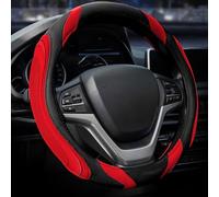 PU Leather Sport Car Wheel Cover 37-38cm Universal Size, Anti-slip - Red