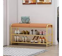 PU Leather Storage Bench - 2-in-1 Upholstered Entryway Ottoman - Stylish Orange Gold Storage Seat (90x32.5x48cm) - rfect for Hallway & Living Room nization