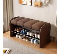 PU Leather Storage Bench, 2-Tier Shoe Rack Entryway, Bedroom Seat with Container - Stylish Furniture, Size: 80x37x45 cm, Color: Brown
