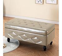 Pu Leather Storage Ottoman Bench,Solid Wooden Rectangular Storage Organizer Box Shoe Bench,Modern Home Living Room Hallway Toy Chest Multifunction Bench-Gary 60x42x45cm(24x17x18inch)