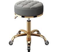 PU Leather Swivel Stool - Modern Roller Stool with Gold Chrome Base and Swivel Wheels for Salon, Spa & Massage - Perfect for Beauty Treatments and Makeup Application