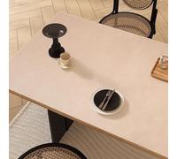 PU Leather Table Mat Waterproof Oil-Proof Double-Sided Rectangular Desk Protector Heat-Resistant Non-Slip Placemat for Dining Kitchen, Double-Sided Use (Off-White,50x140cm)