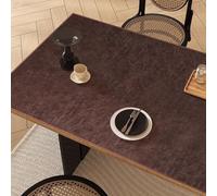 PU Leather Table Mat Waterproof Oil-Proof Double-Sided Rectangular Desk Protector Heat-Resistant Non-Slip Placemat for Dining Kitchen, Double-Sided Use (Dark Brown,80x140cm)