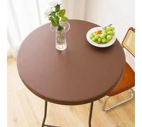 PU Leather Tablecloth Round Table Protector,Waterproof Tablecloth with Elastic Edge,Wipe Clean Stain Resistant Tablecloth for Dining Kitchen (Coffee,110cm)