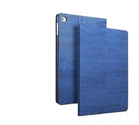 PU Leather Tablet Case Suitable For Apple iPad Mini 6-Mini 7 A17 Pro 8.3inch 2024 TPU Soft Silicone Base Wood Grain Cover(Navy Blue)
