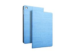 PU Leather Tablet Case Suitable For Apple iPad Mini 6-Mini 7 A17 Pro 8.3inch 2024 TPU Soft Silicone Base Wood Grain Cover(Light Blue)