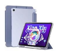 PU Leather Tablet Case Suitable For Lenovo Tab M10 10.6 TB-125F TB-128F 2022 Frosted Clear Back Cover With Pencil Holder(Purple)