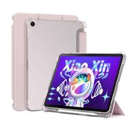 PU Leather Tablet Case Suitable For Lenovo Tab M10 10.6 TB-125F TB-128F 2022 Frosted Clear Back Cover With Pencil Holder(Pink)