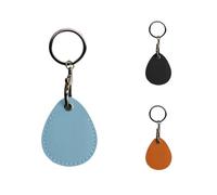 PU Leather Teardrop Keychain Card Holder Protector for Elevator Access Gate Pass ID Badge Small Card Sleeve Stylish Durable (Blue)