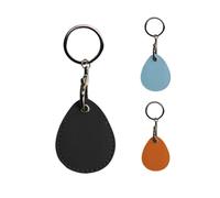 PU Leather Teardrop Keychain Card Holder Protector for Elevator Access Gate Pass ID Badge Small Card Sleeve Stylish Durable