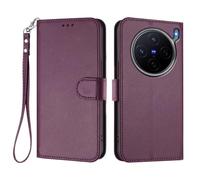 PU Leather Texture Flip Wallet Phone Case, Folio Cover with 3 Card Slots, Cash Pocket, Kickstand & Detachable Wrist Strap, Soft TPU Inner Shell Protective Case for VIVO X300S 5G-Violet