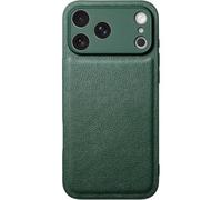 Pu Leather Textured Shockproof Phone Case For Iphone 18 Pro Max Green | Classic Lychee Skin Texture,Camera Lens Protection,Soft Border,Slim Business Style Cover