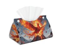 Pu Leather Tissue Box Cover, Fire Phoenix Rectangle Tissue Case Covers Decorative Tissue Box Holder Waterproof Tissue Holder Organizer for Bathroom Home Office