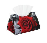 PU Leather Tissue Box Cover Modern Decorative Tissue Box Holder Rectangular Facial Tissue Case A Red Rose Tissue Holder Facial Paper Organizer Dispenser for Bathroom