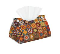 PU Leather Tissue Box Cover Modern Decorative Tissue Box Holder Rectangular Facial Tissue Case Group of Moroccan Geometric Tissue Holder Facial Paper Organizer Dispenser for Bathroom