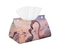 Pu Leather Tissue Box Cover, Pretty Sunset Pink Flamingo Rectangle Tissue Case Covers Decorative Tissue Box Holder Waterproof Tissue Holder Organizer for Bathroom Home Office
