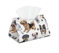 PU Leather Tissue Box Cover Rectangle Issue Box Cover, Cute Dog Puppy Pets Domestic Animals Modern Tissue Holder Paper Organizer for Bathroom Living Room Bedroom Car Office Decor