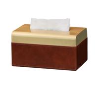 PU Leather Tissue Box Cover with Gold Trim, 2 Sizes, 4 Colors, for Standard Rectangular Tissues - Brown Copper Cover Small