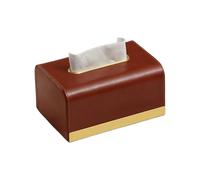 PU Leather Tissue Box Cover with Gold Trim, 2 Sizes, 4 Colors, for Standard Rectangular Tissues-Brown Small