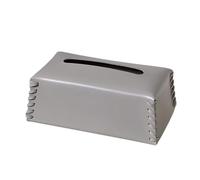 PU Leather Tissue Box Cover with Hand-Stitched Edges, Waterproof Sturdy Case Fits Standard Tissues, Decorative Tabletop Dispenser for Living Room Bedroom Office Car Grey