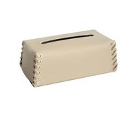 PU Leather Tissue Box Cover with Hand-Stitched Edges, Waterproof Sturdy Case Fits Standard Tissues, Decorative Tabletop Dispenser for Living Room Bedroom Office Car Apricot
